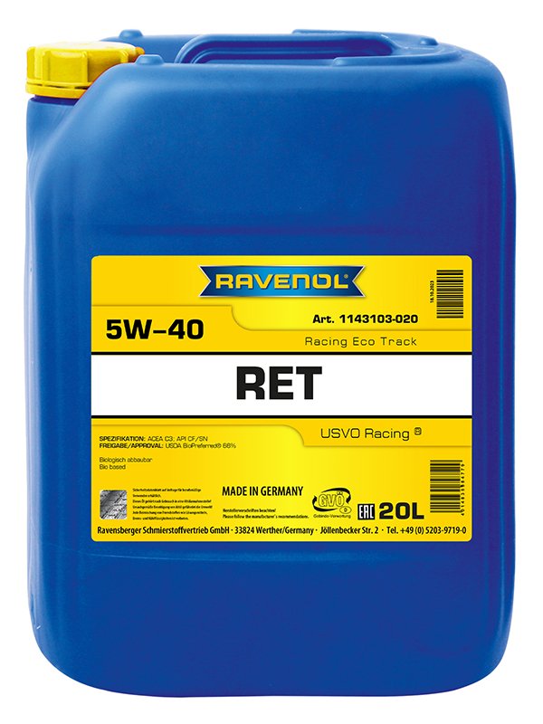 RAVENOL Racing Eco Track RET SAE 5W-40 20 L