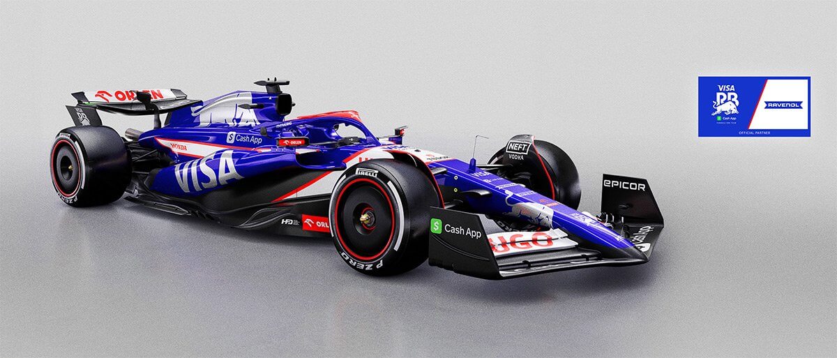 The new Formula 1 car of the Visa Cash App RB F1 Team The new Formula 1 car of the Visa Cash App RB F1 Team