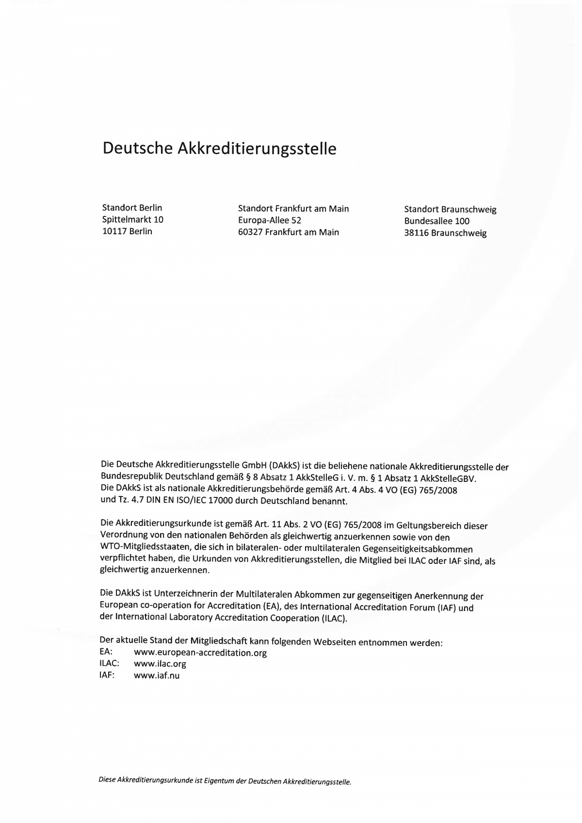 Akkreditierungsurkunde Teil 1 Akkreditierungsurkunde Teil 1