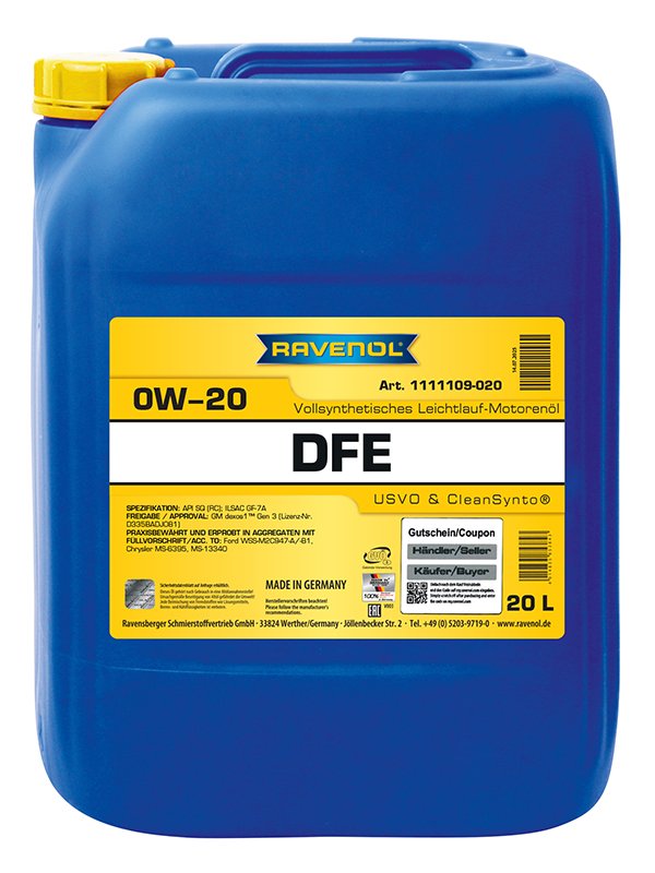RAVENOL DFE SAE 0W-20 20 L