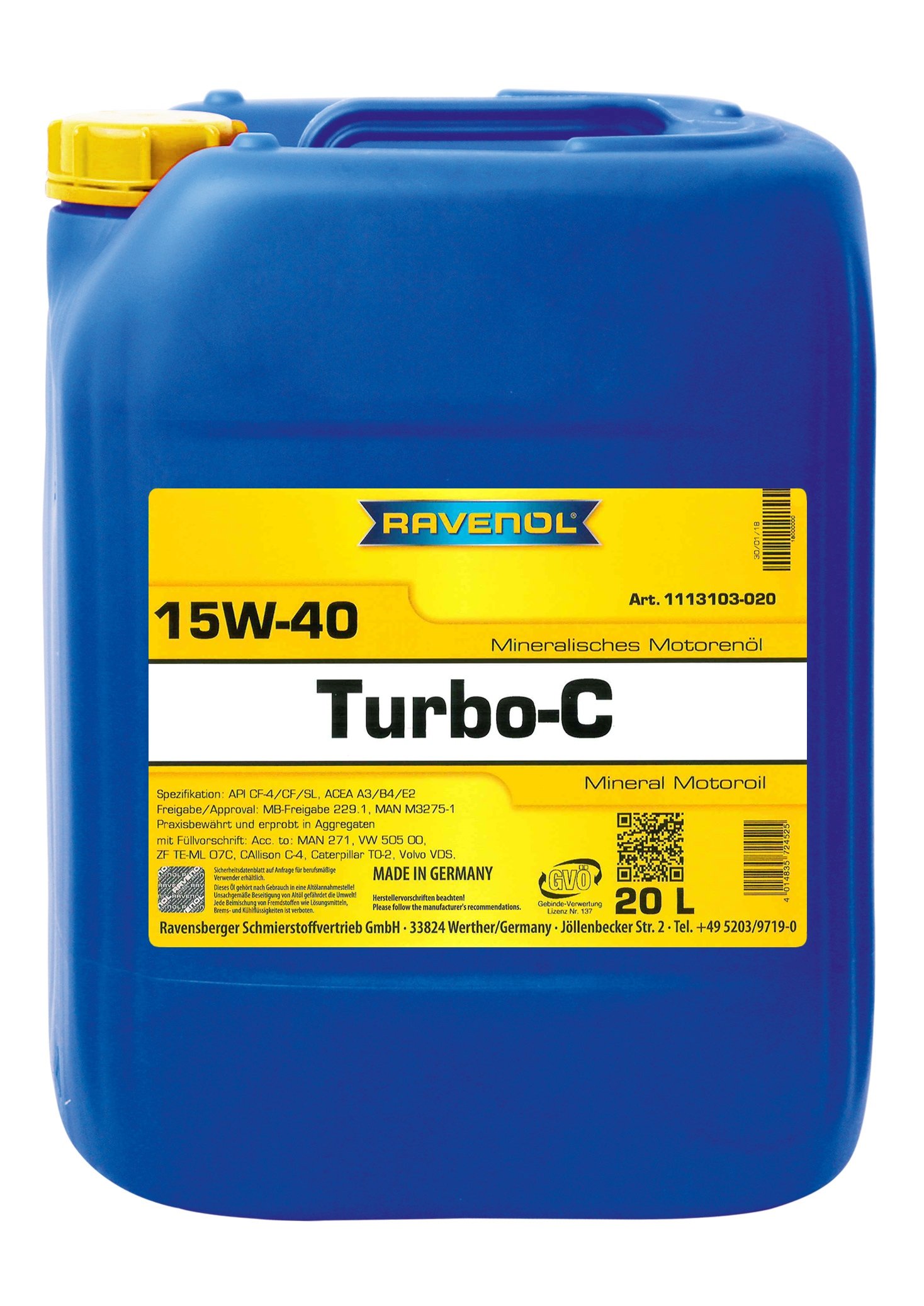 RAVENOL Turbo-C HD-C SAE 15W-40 20 L