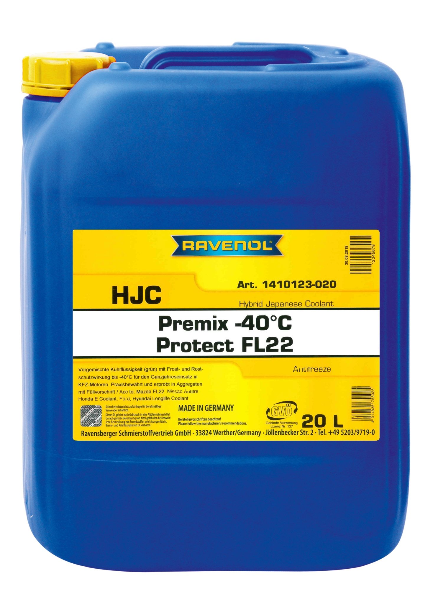 RAVENOL HJC Premix -40°C Protect FL22 20 L
