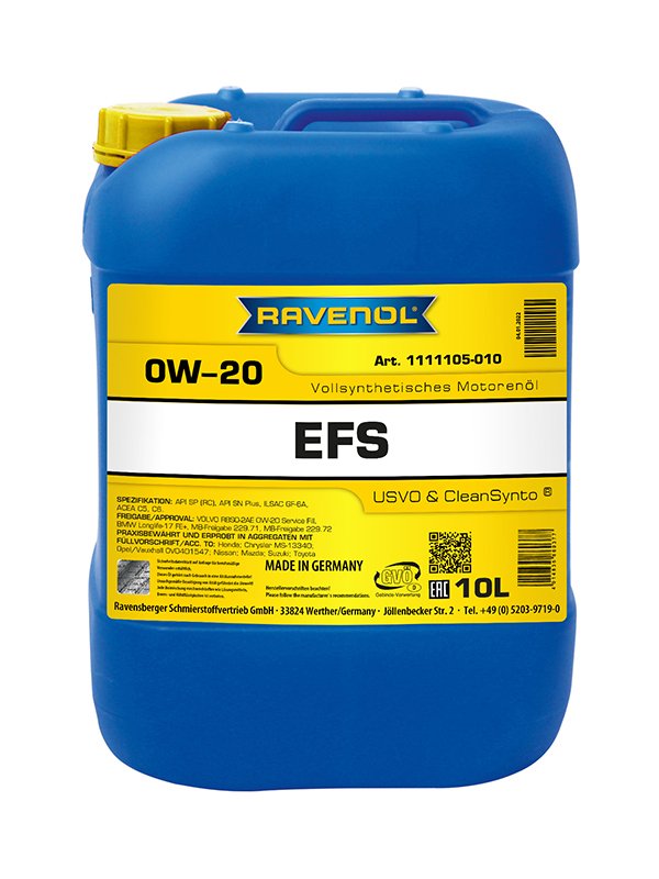 RAVENOL EFS EcoFullSynth. SAE 0W-20 10 L