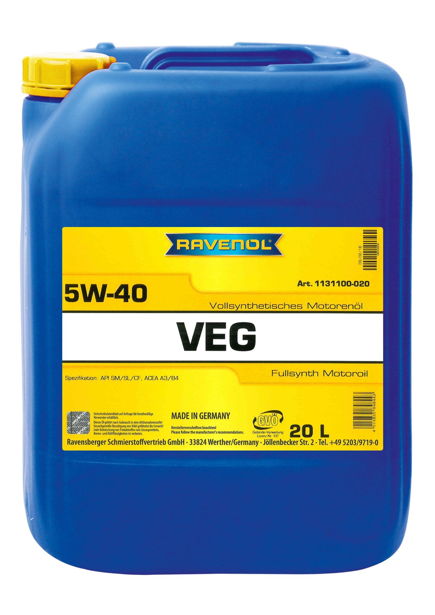 RAVENOL VEG SAE 5W-40 20 L