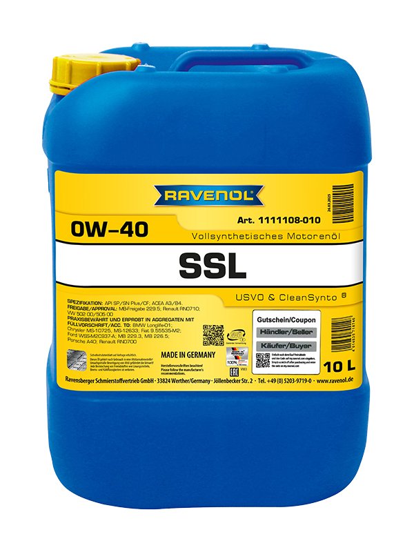 RAVENOL Super Synthetik Öl SSL SAE 0W-40 10 L