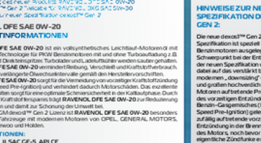 RAVENOL Newsletter – Dexos1™ Gen 2 – Freigaben + NEU im Sortiment