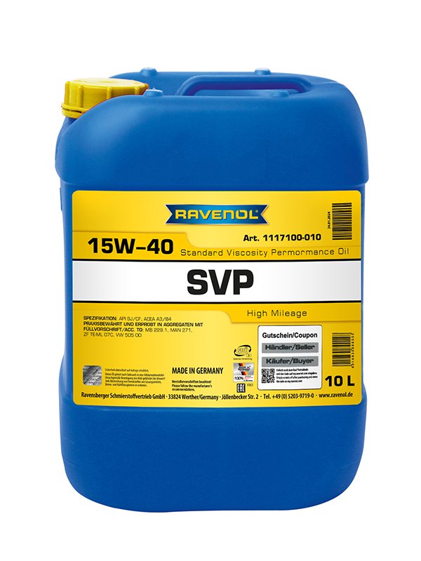 RAVENOL SVP Stand. Viscos. Perform. Oil SAE 15W-40 10 L