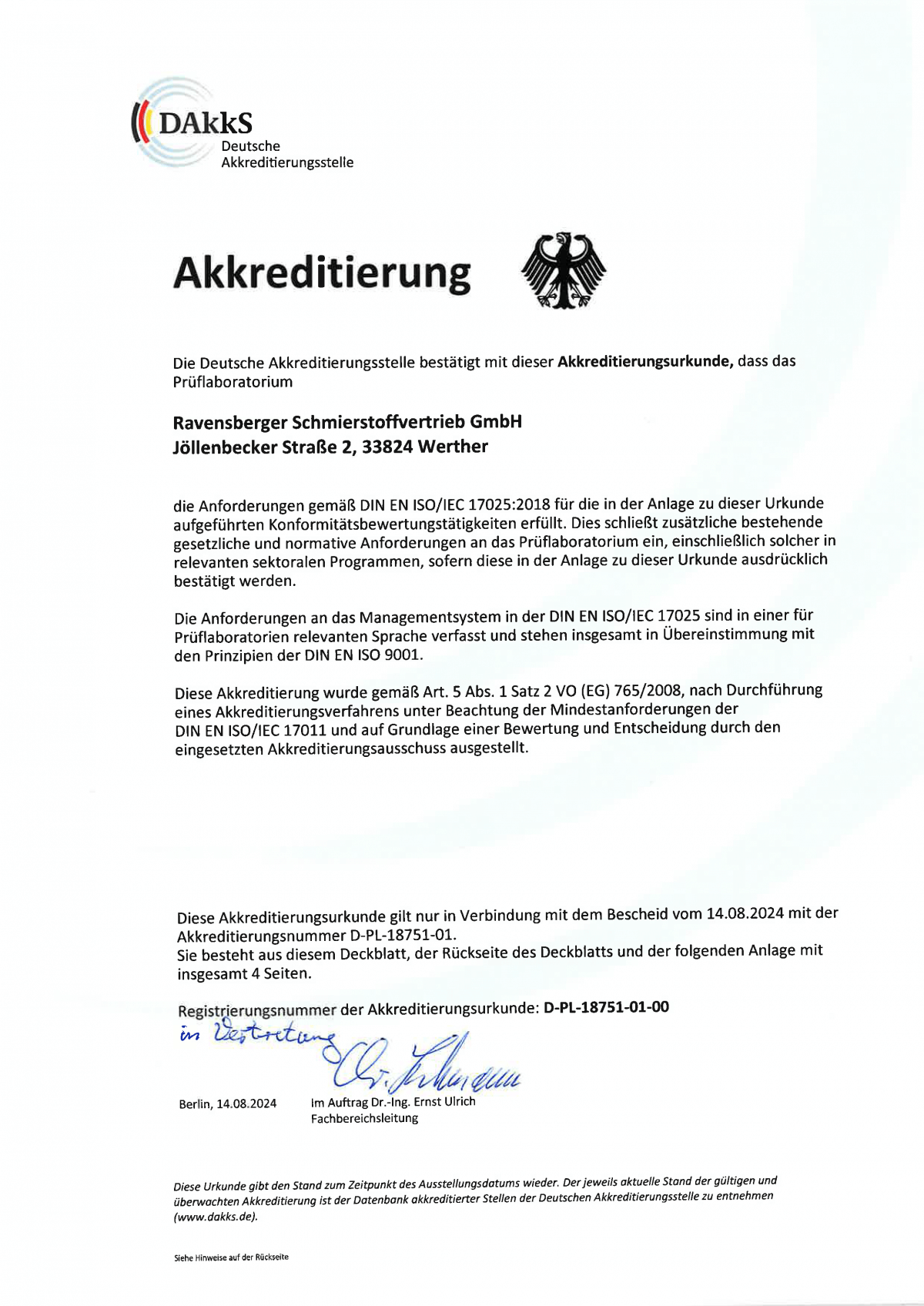 Akkreditierungsurkunde Akkreditierungsurkunde