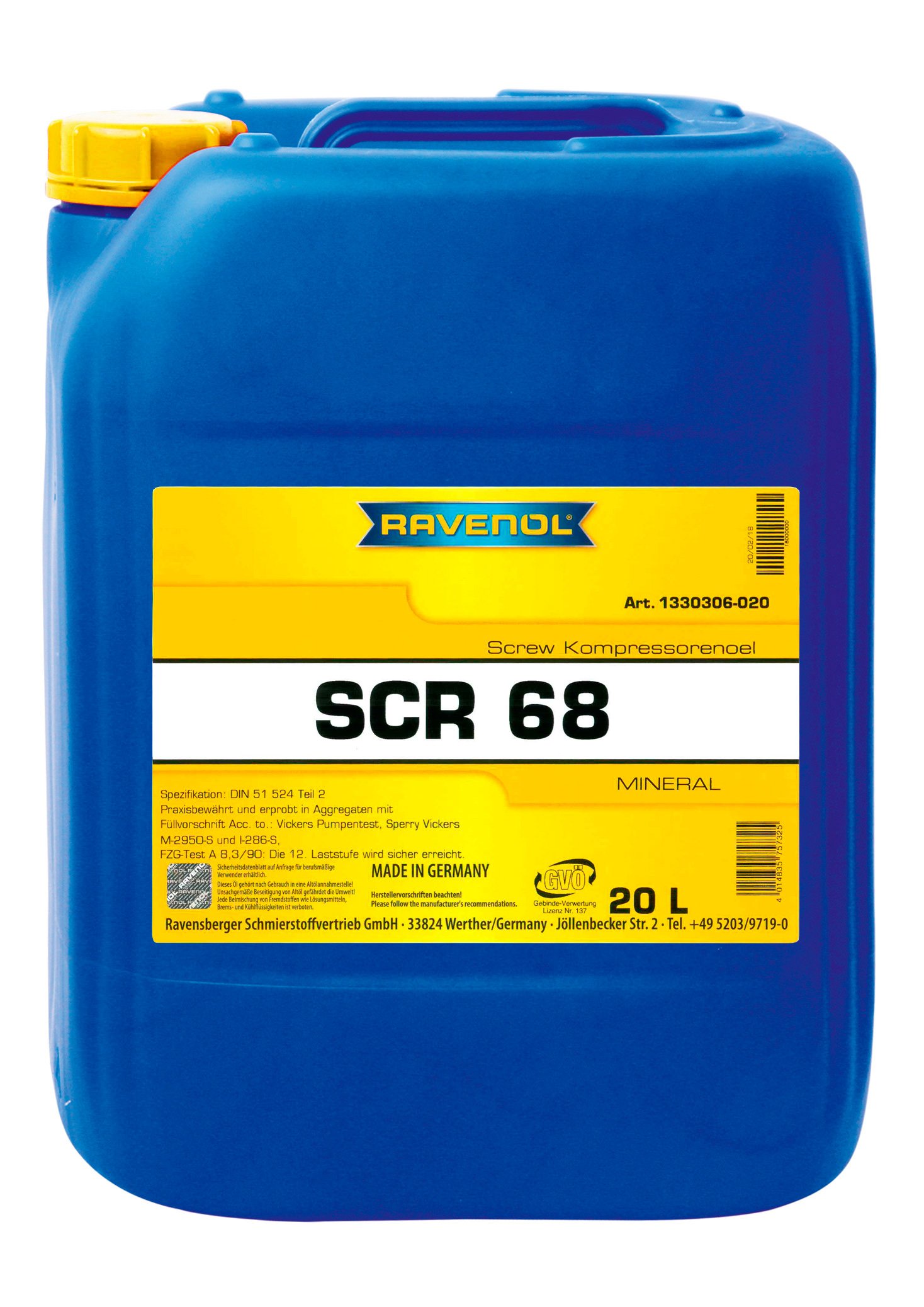 RAVENOL SCR 68 Screw Kompressorenoel 20 L
