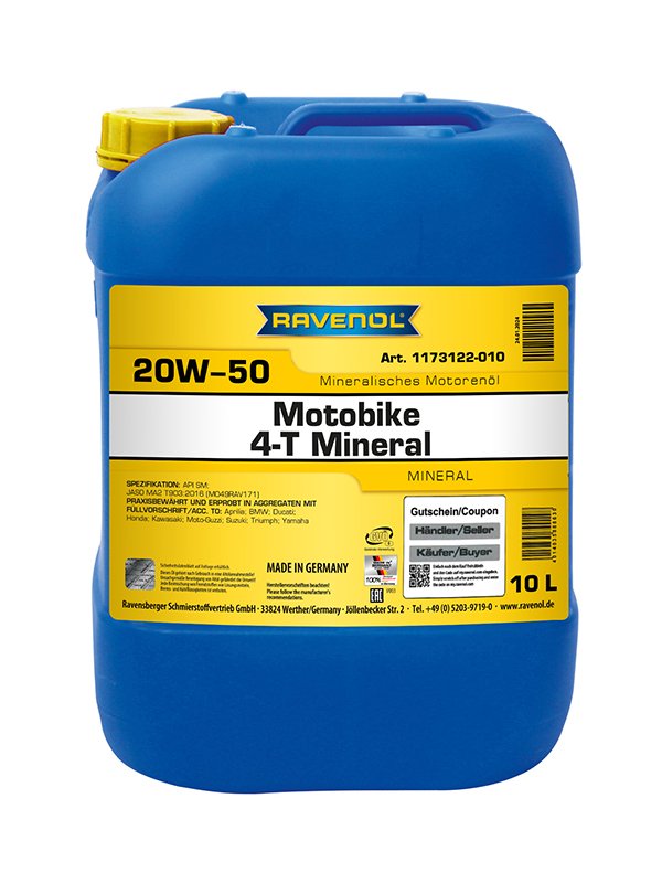 RAVENOL Motobike 4-T Mineral SAE 20W-50 10 L