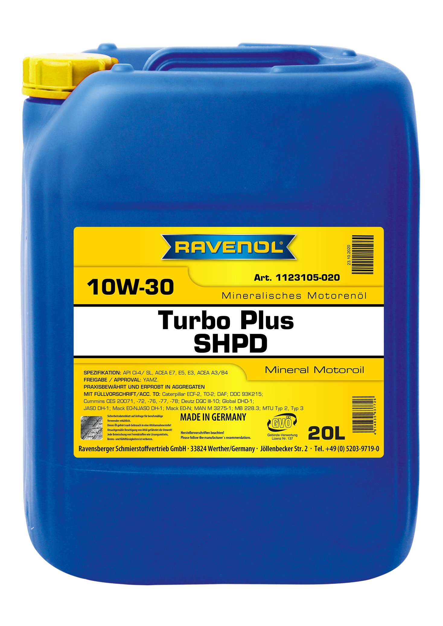 RAVENOL Turbo Plus SHPD SAE 10W-30 20 L