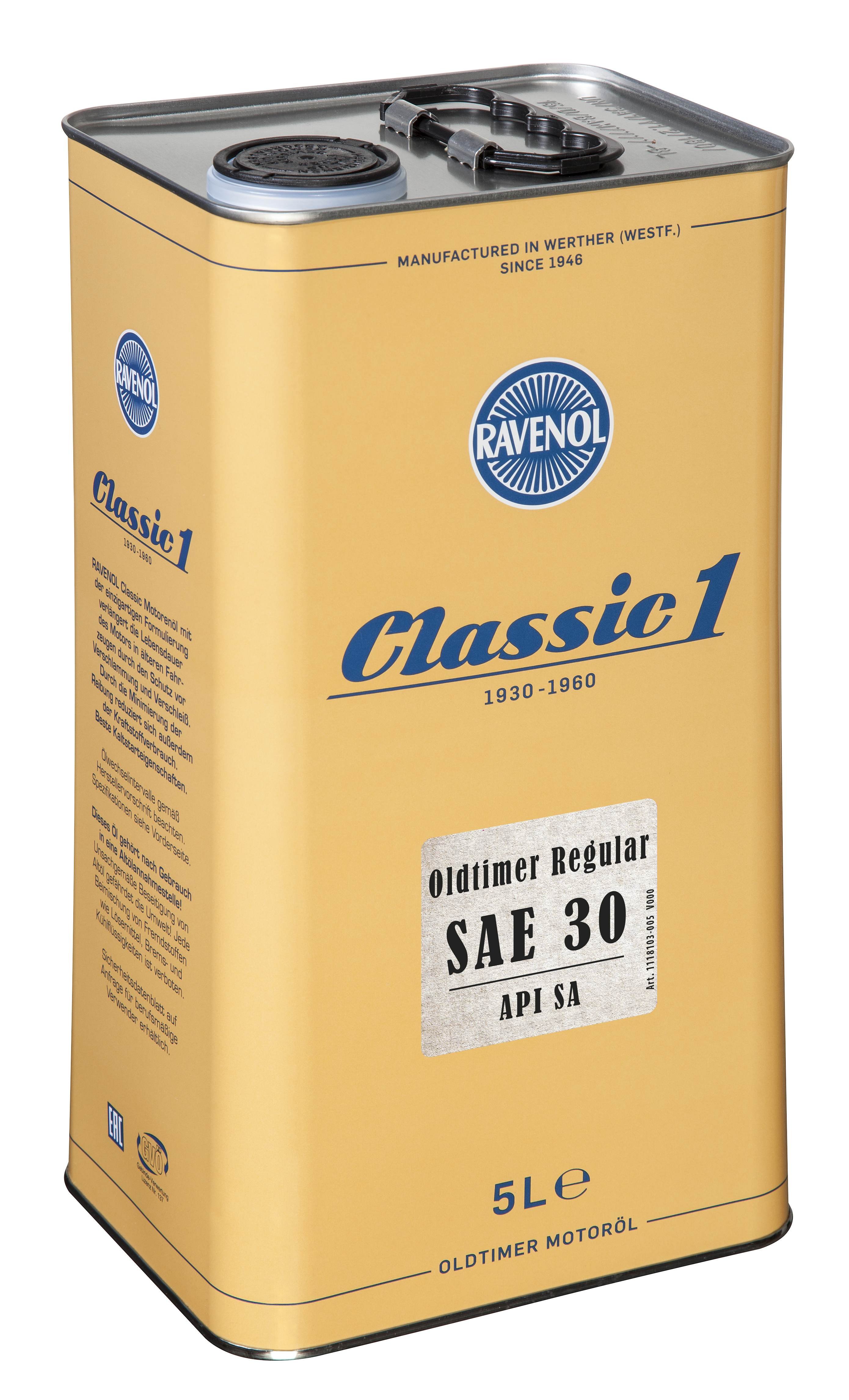 RAVENOL Oldtimer Regular SAE 30 API SA 5 L