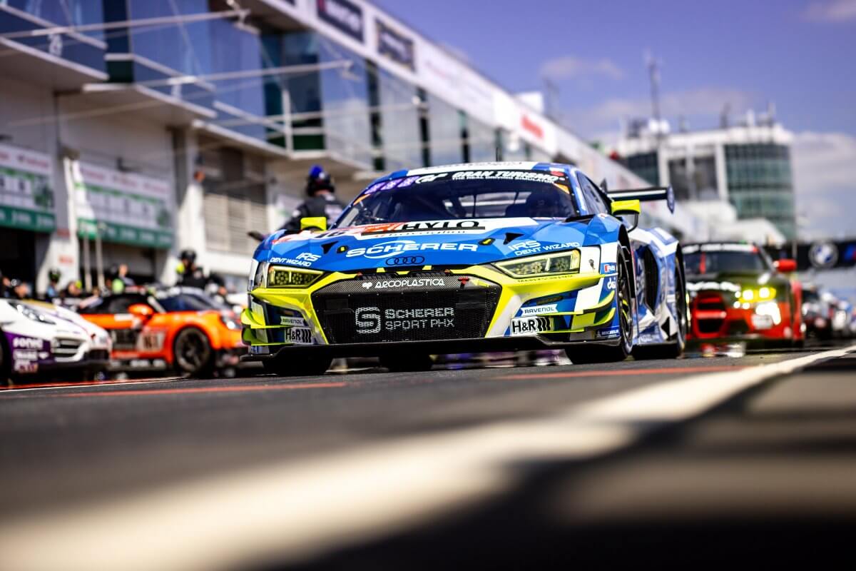 Audi R8 LMS GT3 at the pit lane Audi R8 LMS GT3 at the pit lane