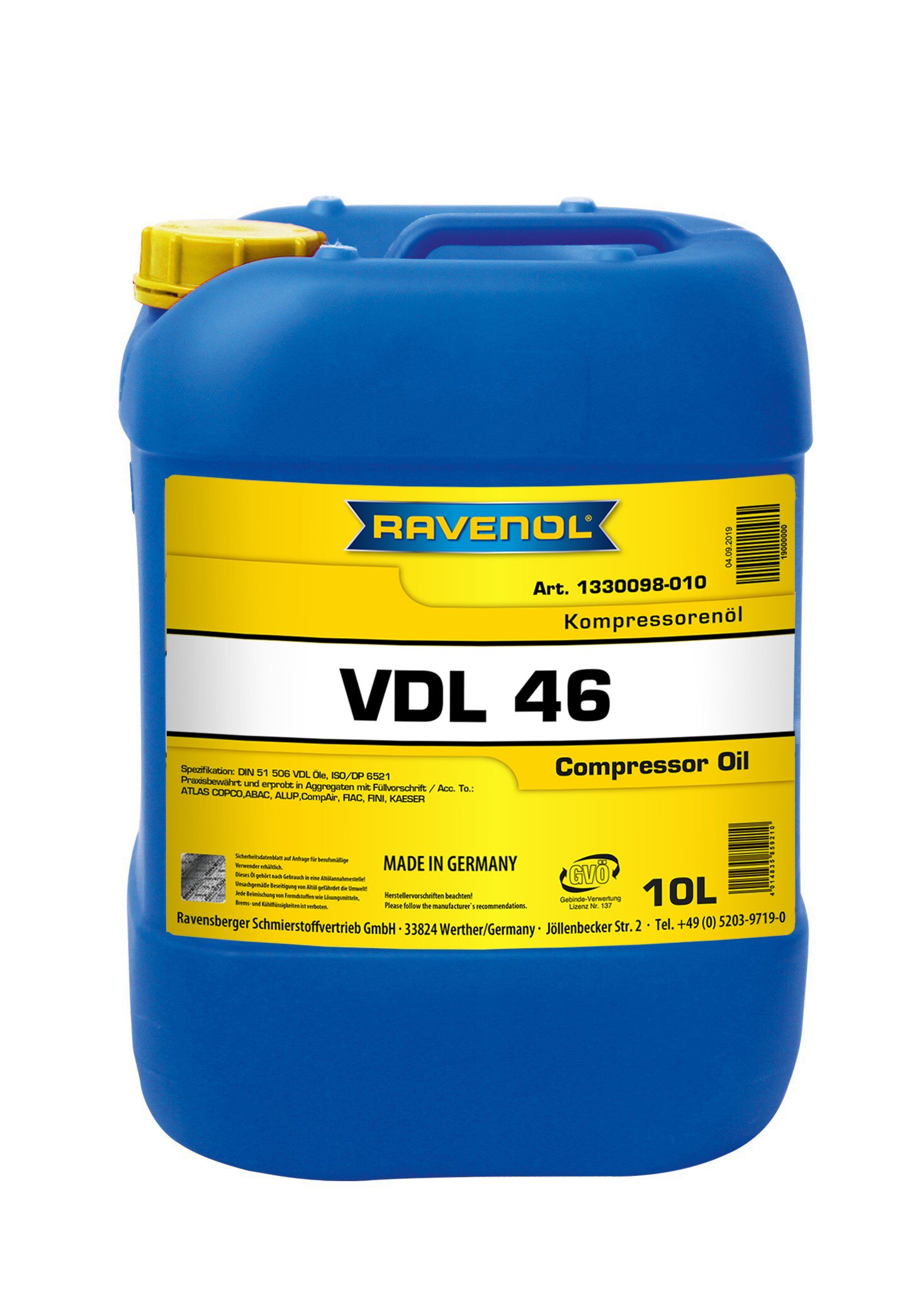 RAVENOL Kompressorenoel VDL 46 10 L