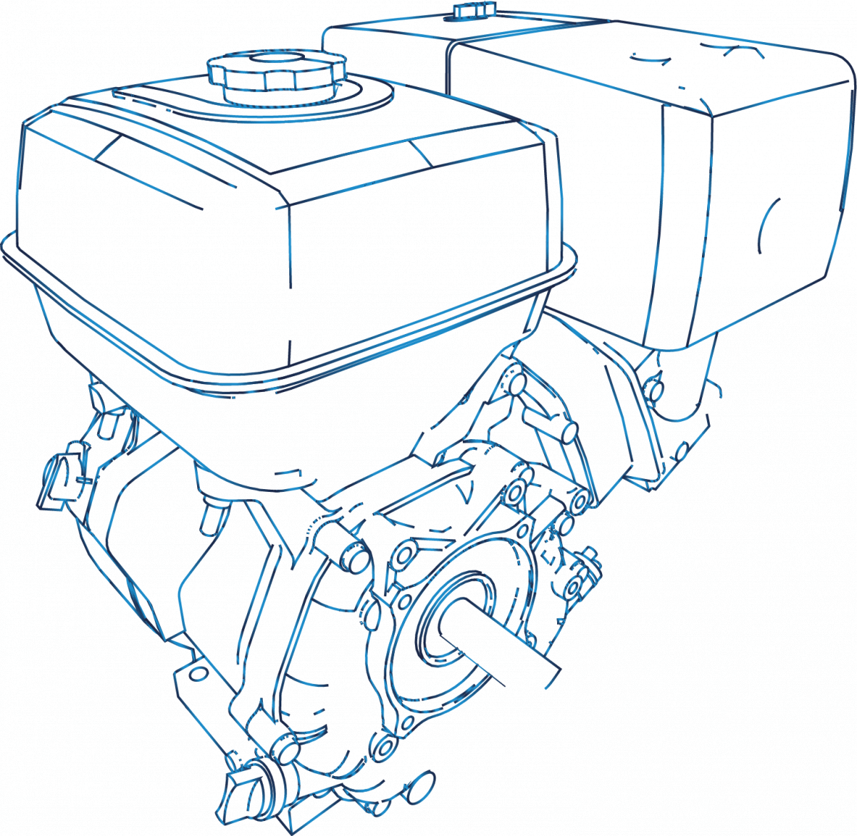 Drawing of a car engine Drawing of a car engine