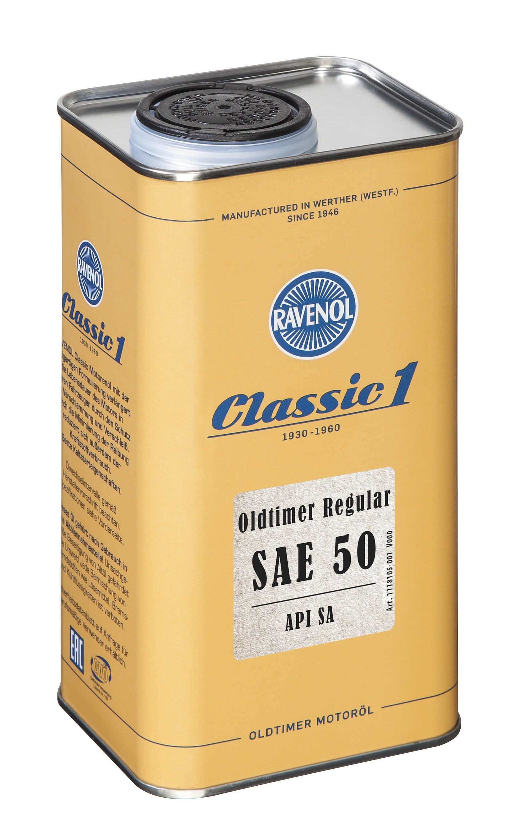 RAVENOL Oldtimer Regular SAE 50 API SA 1 L