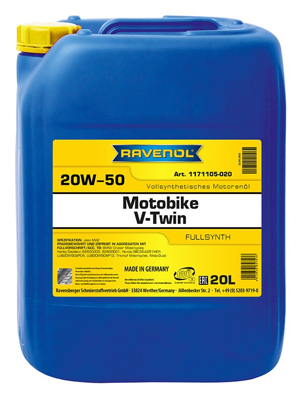 RAVENOL Motobike V-Twin SAE 20W-50 Fullsynth. 20 L