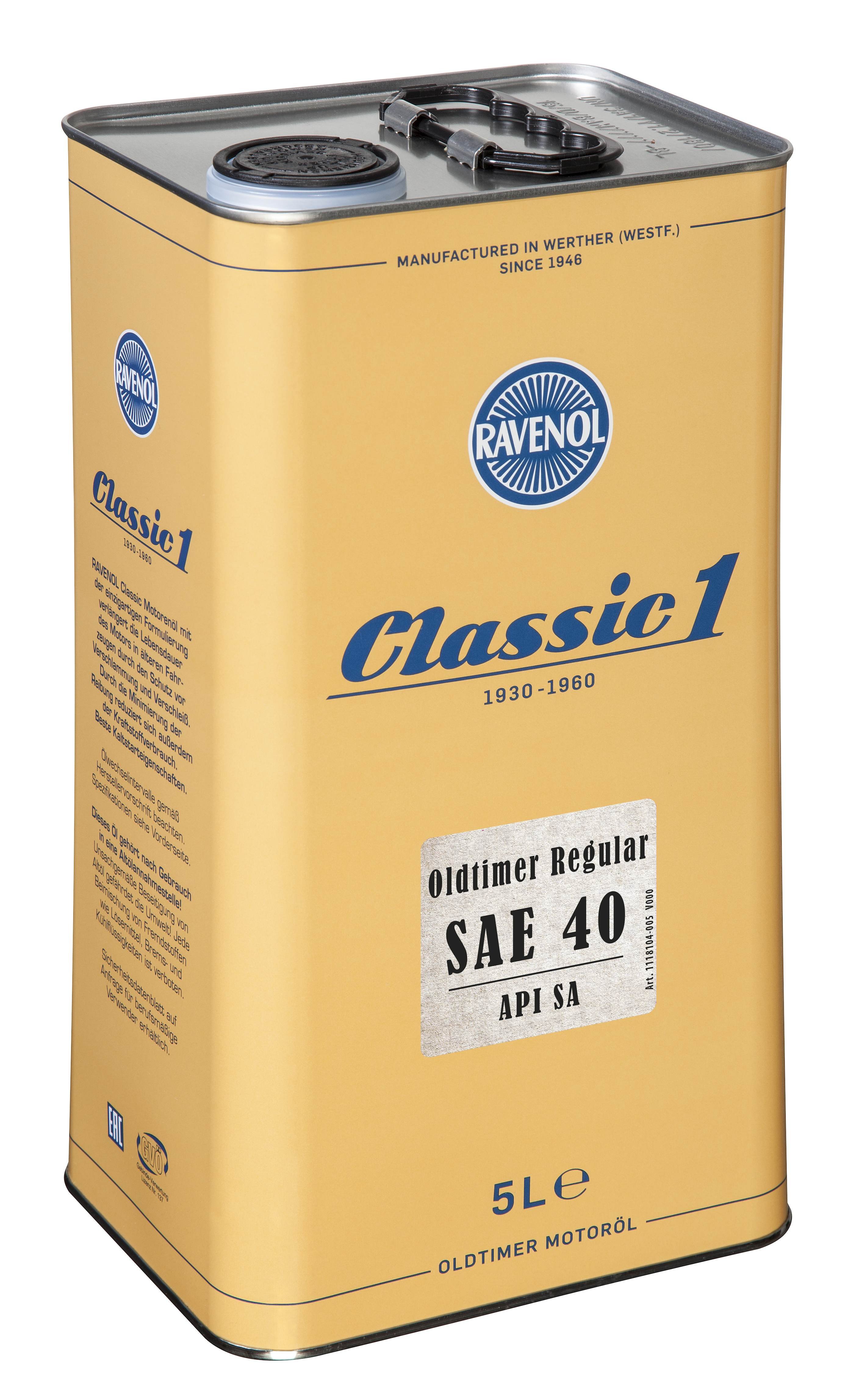 RAVENOL Oldtimer Regular SAE 40 API SA 5 L