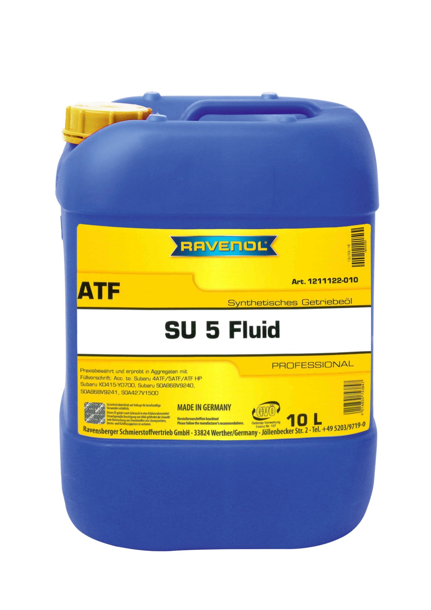 RAVENOL SU5 ATF Fluid 10 L