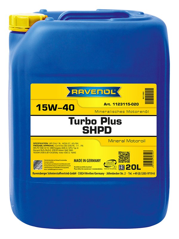 RAVENOL Turbo plus SHPD SAE 15W-40 20 L