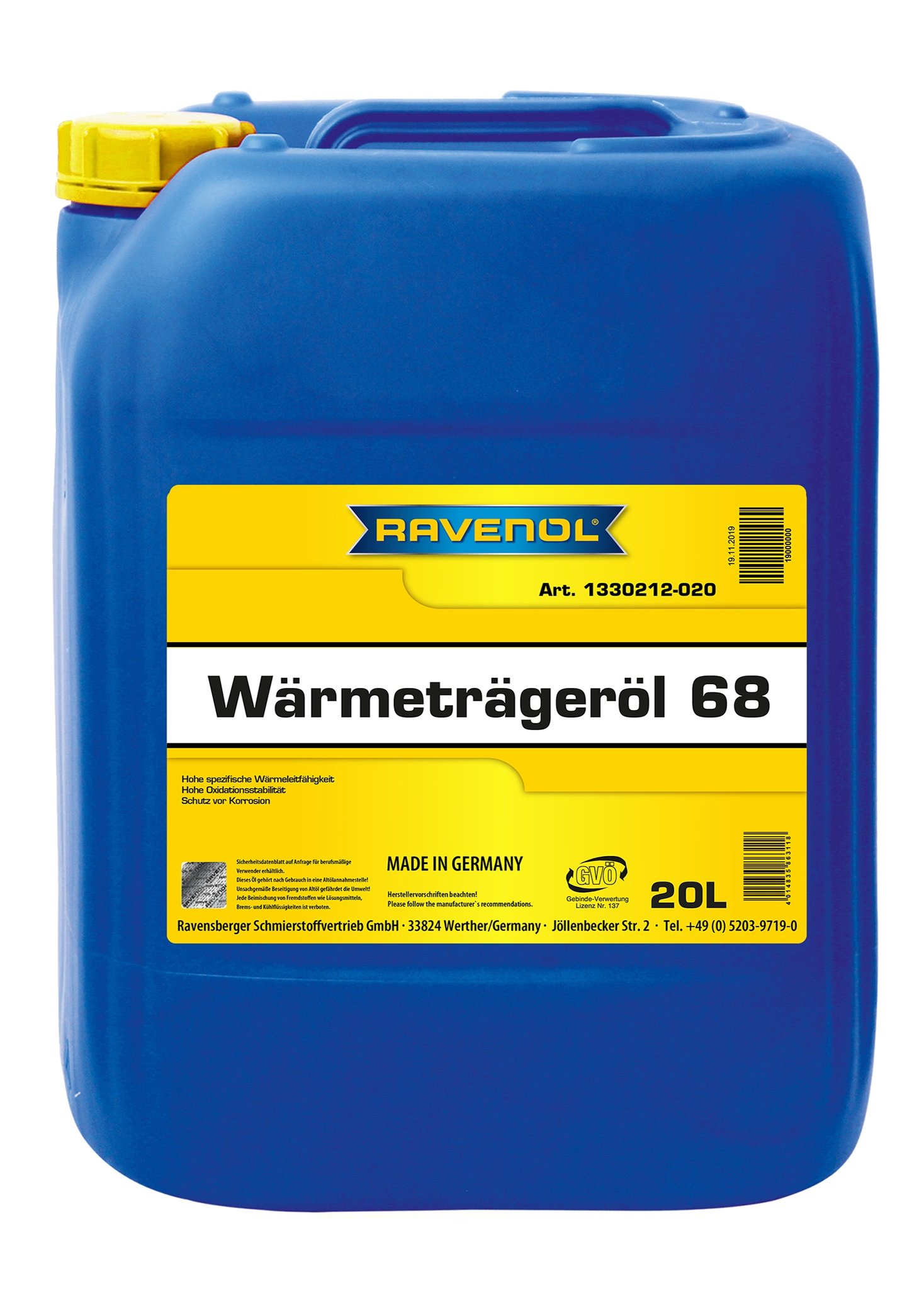 RAVENOL Waermetraegeroel 68 20 L