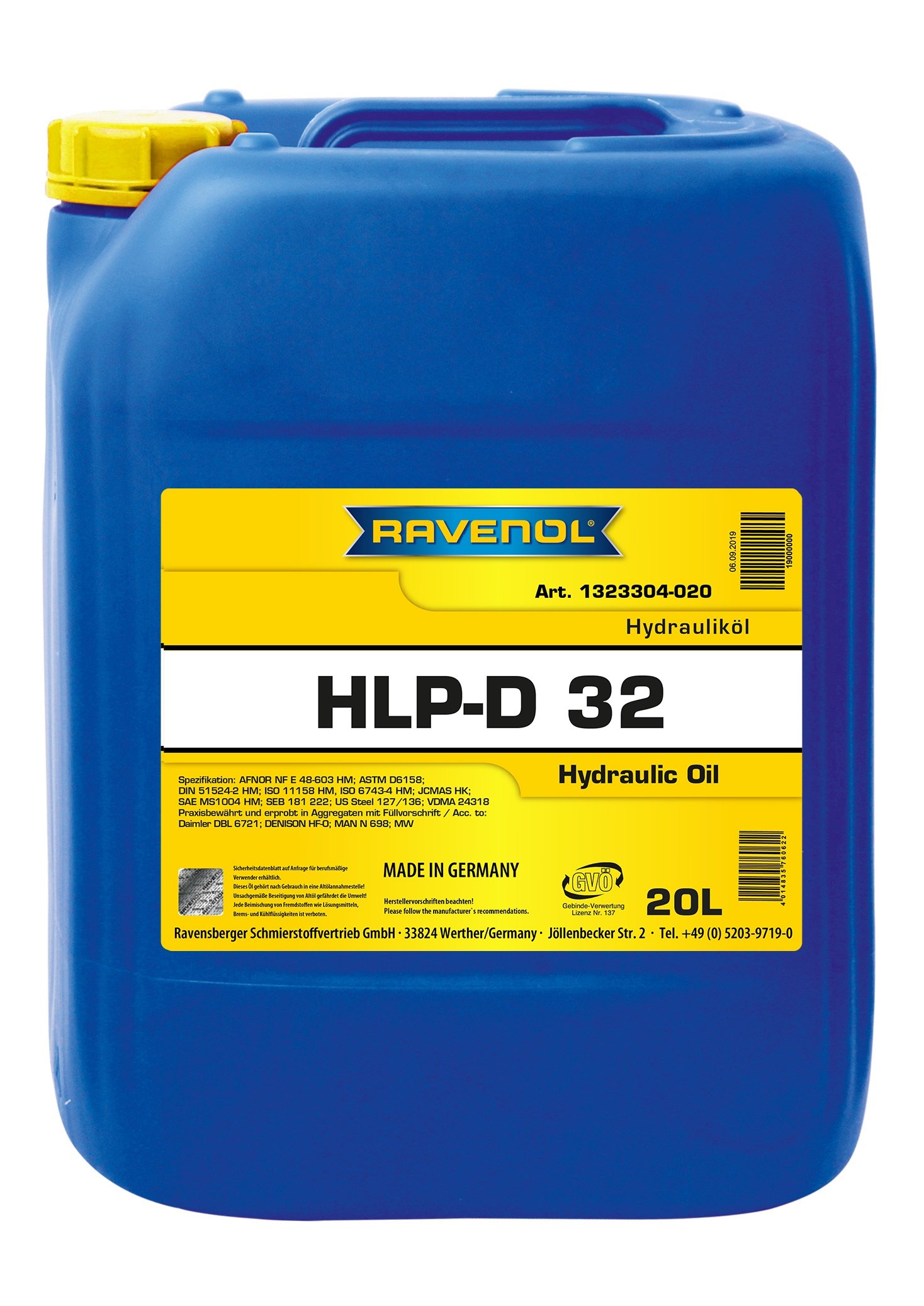 RAVENOL Hydraulikoel HLP-D 32 20 L