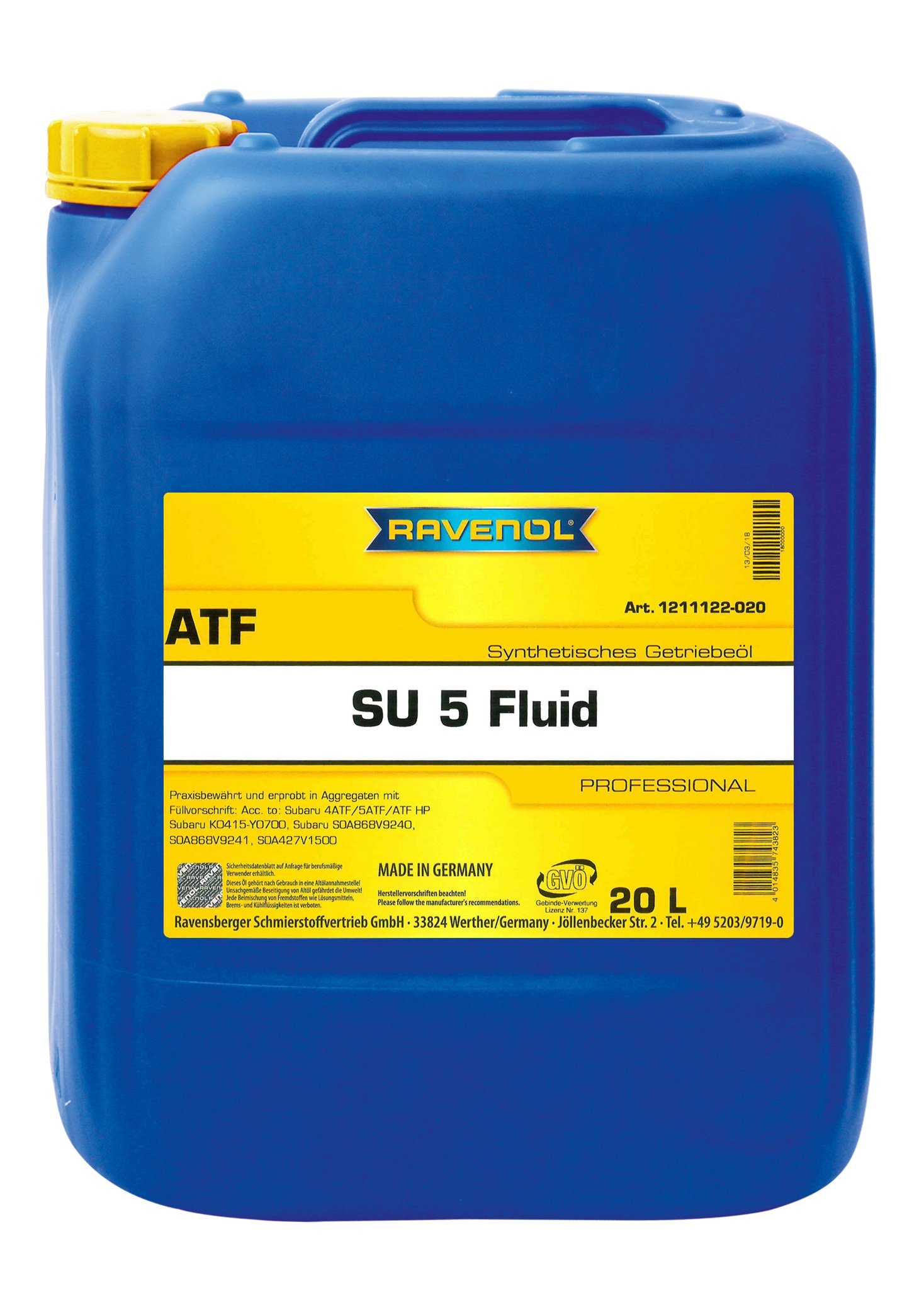 RAVENOL SU5 ATF Fluid 20 L
