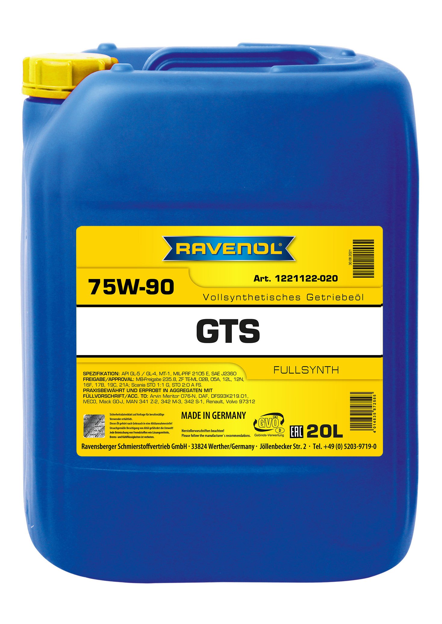 RAVENOL Gear Trans Synth GTS SAE 75W-90 20 L