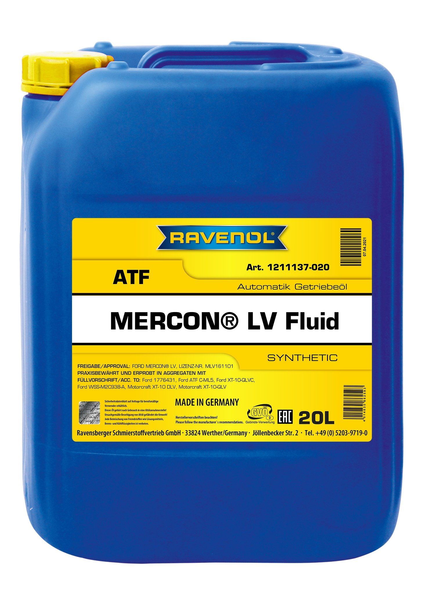 RAVENOL ATF MERCON® LV Fluid 20 L