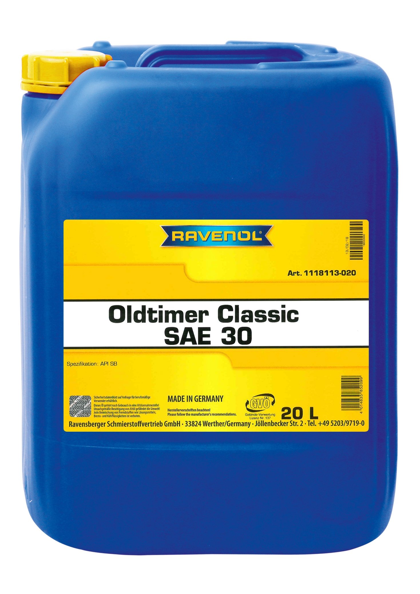 RAVENOL Oldtimer Classic SAE 30 API SB 20 L