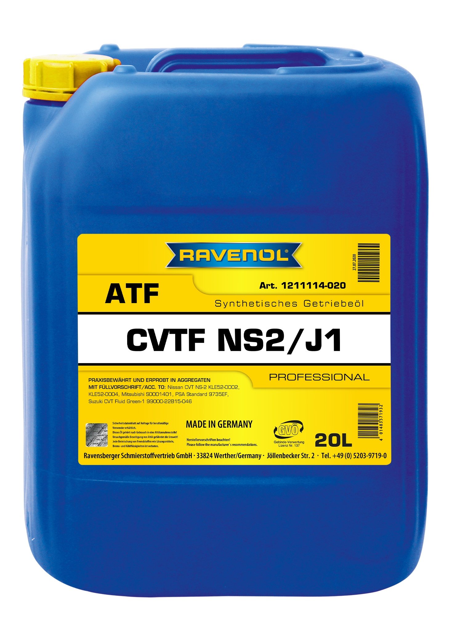 RAVENOL CVTF NS2/J1 Fluid 20 L