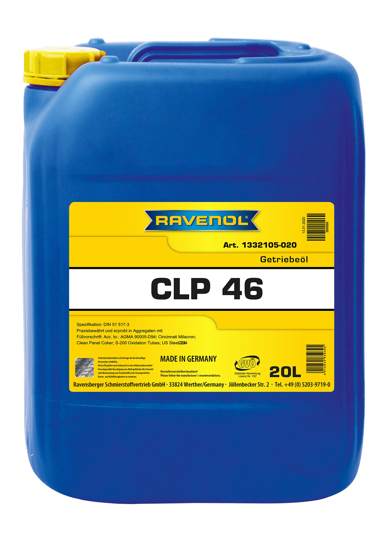 RAVENOL Getriebeöl CLP 46 20 L