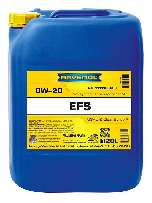 RAVENOL EFS EcoFullSynth. SAE 0W-20 20 L