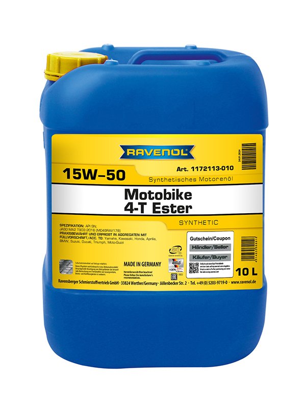 RAVENOL Motobike 4-T Ester SAE 15W-50 10 L