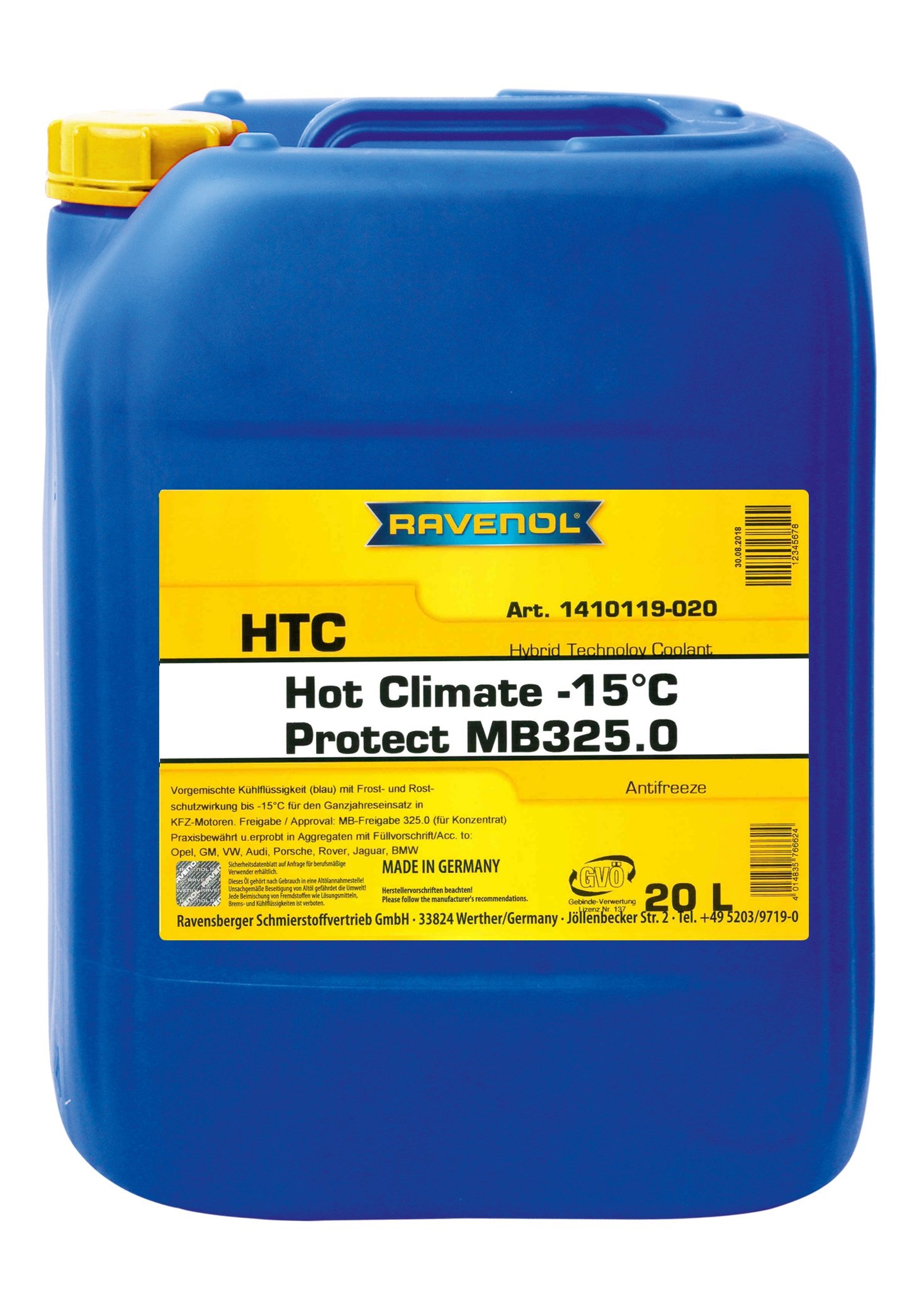 RAVENOL HTC HOT CLIMATE -15°C Protect MB 325.0 20 L