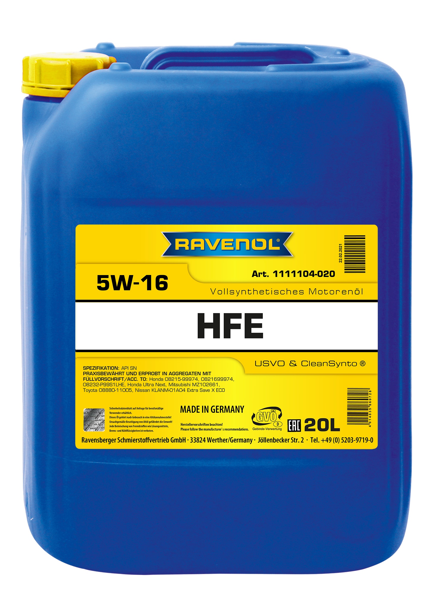 RAVENOL High Fuel Economy HFE SAE 5W-16